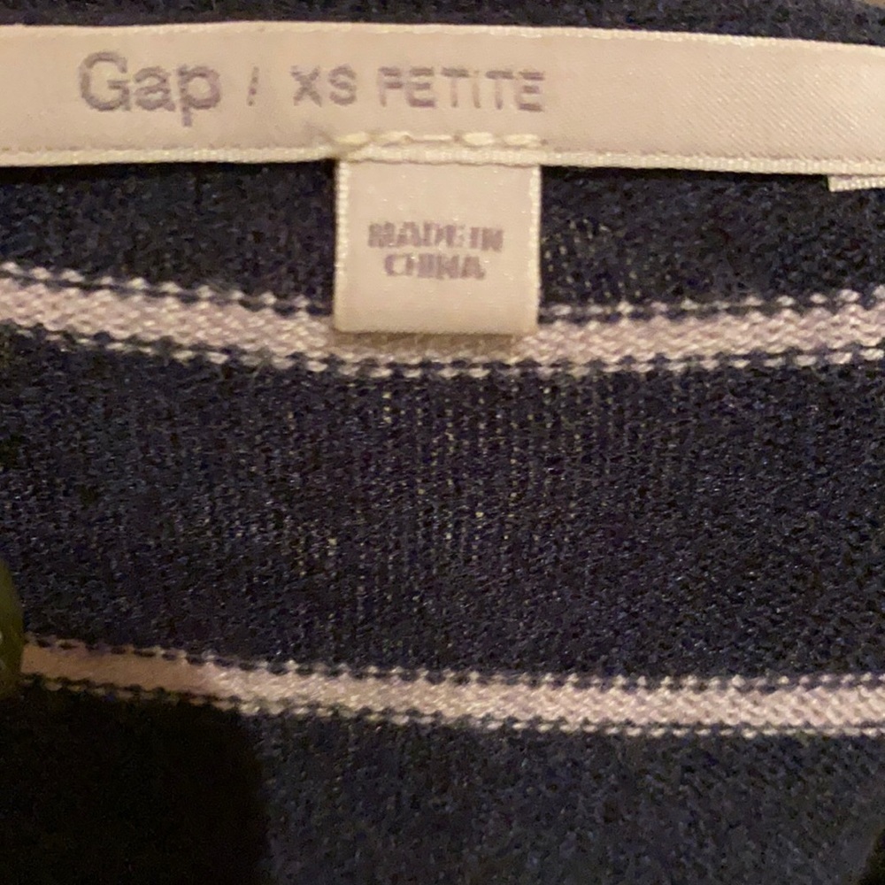 Gap striped sweater XS petite navy blue open neck - Picture 3 of 7